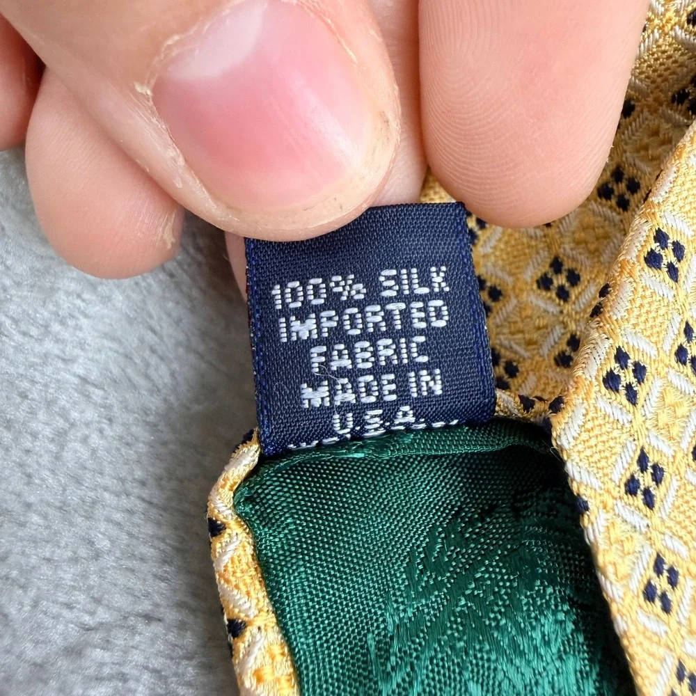 Tommy Hilfiger Mens Silk Tie Blue Yellow Geometric‎ Pattern USA Made